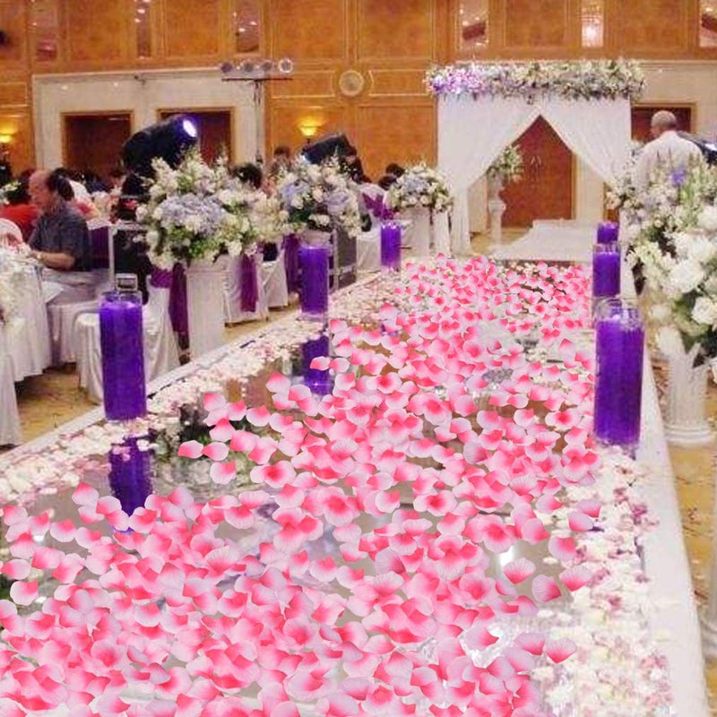 obmwang 2000 PCS Silk Rose Petals Artificial Flower Petals for Wedding Flower Decoration. Pink and Rose Pink - Image 5